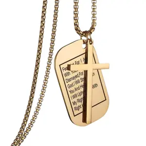 Isaiah 41:10 Bible Verse Dog Tag Charm Necklace