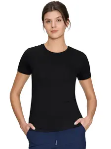 Underscrub Short Sleeve Women - Round Neck Scrubs Undershirt Soft Stretch T-Shirt Womenswear Summer Everyday Fit summervibes Black Casual