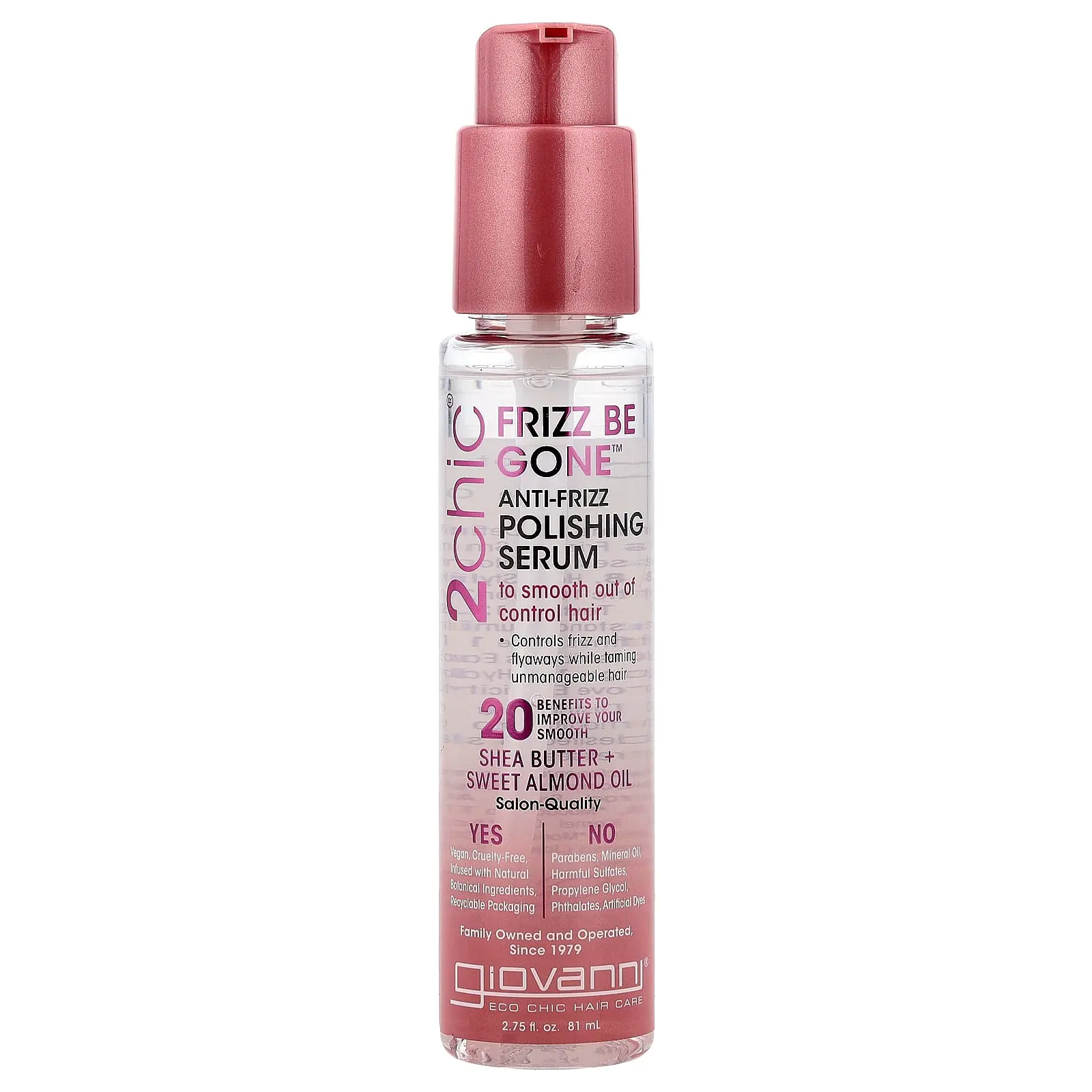 Giovanni 2chic, Frizz Be Gone™ Anti-Frizz Polishing Serum, Shea Butter + Sweet Almond Oil, 2.75 fl oz (81 ml)
