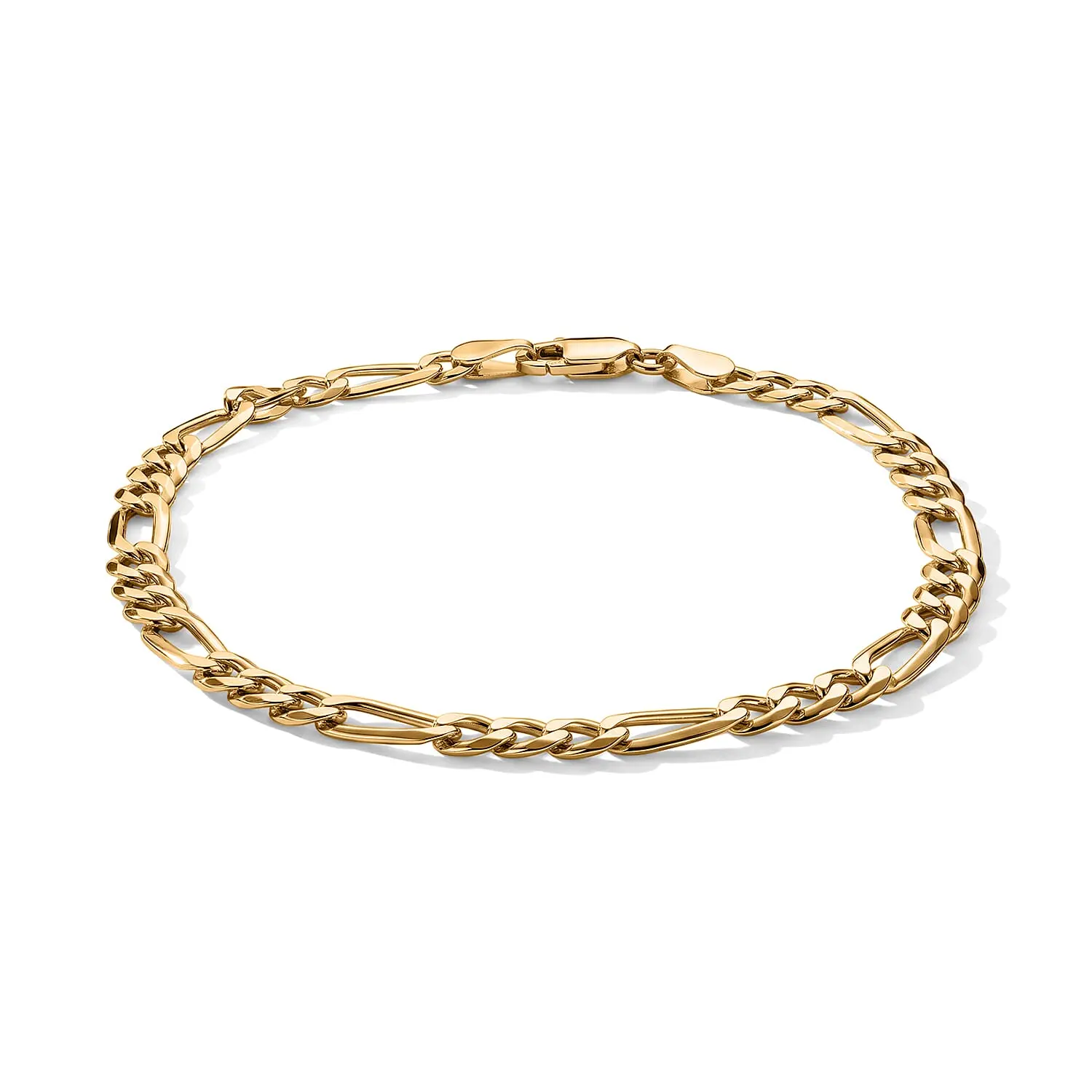 4.5mm Figaro Super Flat Chain Bracelet in Sterling Silver (7.50 In) 3.90 Grams