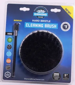Diamond Shine Firm Drill Brush Cleaning Attachment with 6" Extension - Scrubbing and Cleaning - Brick, Fences, Decking, Concrete, Driveways, Metal