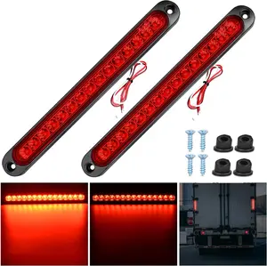 Nilight Trailer Bar for Park Stop Turn  Brake  IP67 Waterproof Marker ID Clearance for Truck Trailer Golf Cart Pickups Boats 2Pcs 10" Red 15LED Automotive  dealsforyoudays