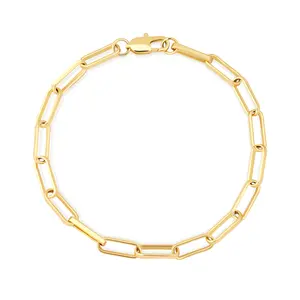 TANTIUE  14K Gold Plated Paperclip Chain Adjustable Bracelet for Women, 4.5mm 6mm Width 17.7 Inch Length, Stackable Layered Look, Elegant Gift Jewelry for Daily Wear