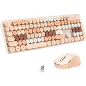 Colorful  Keyboard and  Combo, Dual  & 2.4G, Quiet Retro Typewriter Style, Full Size Bubble Keyboard with Number Pad, Aesthetic Desk Set for Laptop, PC, and Office Use