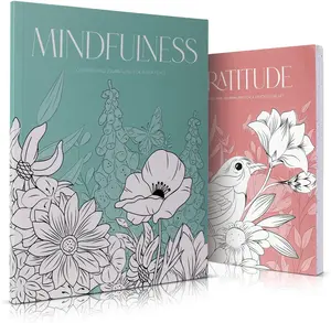 Beautiful Adult Coloring Book Set of 2 for Relaxation - Gratitude and Mindfulness Books with Inspirational Quotes Making it a Great Gift Personal Growth Gift For Loved Ones