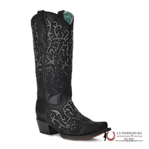 CORRAL BLACK EMBROIDERY & CRYSTALS POINT TOE -C4100