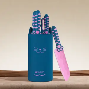 Meowkit 5PCS Kitchen Knife Set – Heart Sea Limited Edition, Stainless Steel Blades in Romantic Color outdoorfun