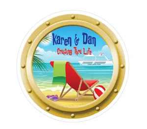 Porthole Island Cruise Ship Door Decoration Magnet Personalized, Round Magnet for Stateroom Door, 1 Magnet