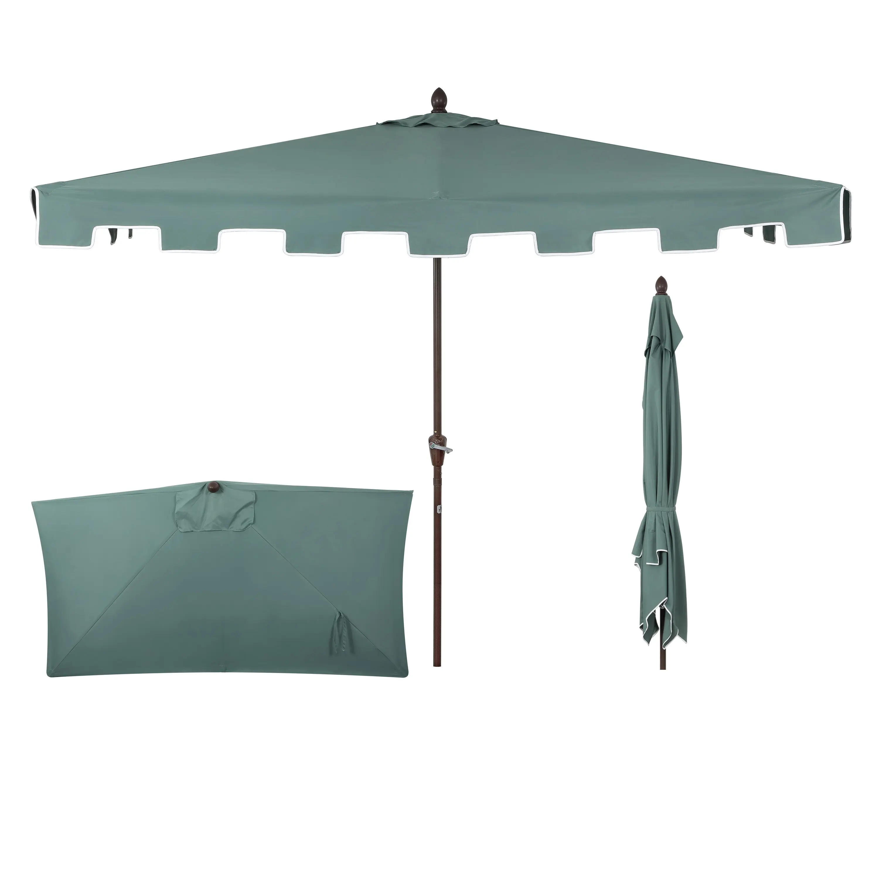 JONATHAN Y Sidney 9 ft. Classic Mid-Century Rectangular Half Market Patio Umbrella - Crank Operated Parasol, Wind Vent, UV Protection, Outdoor Shade Solution for Small Patio, Sun Protection Canopy