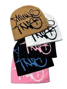 New Fall Winter Letter Pattern Embroidered Fitted Knit Hat, Fashion Trendy Streetwear Unisex Outdoor Cycling Cold Cap, Stylish Warm Beanie