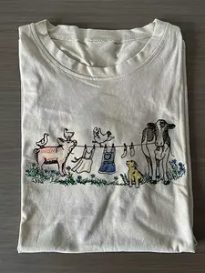 Men's Cute Farm Animal Graphic T Shirt 180g 100% Cotton Lightweight Breathable Short Sleeve Tee with Chicken Cow & Pig Print Soft Retro Style Crew Neck Shirt for Gym Outdoor & Casual Wear Machine Washable Summer Essential Unisex Top
