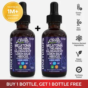 Clean Nutra BOGO | Melatonin, Magnesium, L-Theanine & Valerian Root for Restful Sleep & Calm Nighttime Recovery - Dozy Drops