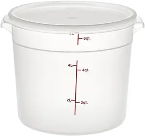 6-Quart Round Food Storage Container with Lid Reusable Stackable Plastic Kitchen Canisters