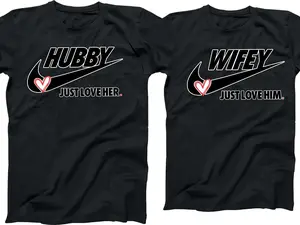 Hubby and Wifey Matching T-Shirts, Couples Matching Shirts, His and Hers Outfit, Cute Relationship Tee, Casual Everyday Wear - AL