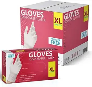 New Disposable Latex Gloves Powder Free 100 Gloves Per Box 1000 Gloves Case XL Size