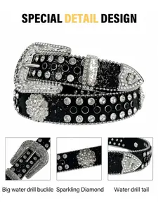 New Rhinestone Buckle Belt, Versatile Sparkling Waistband, Fashionable Denim Jeans Accessory, Punk Style Trend, Spring Summer Essential