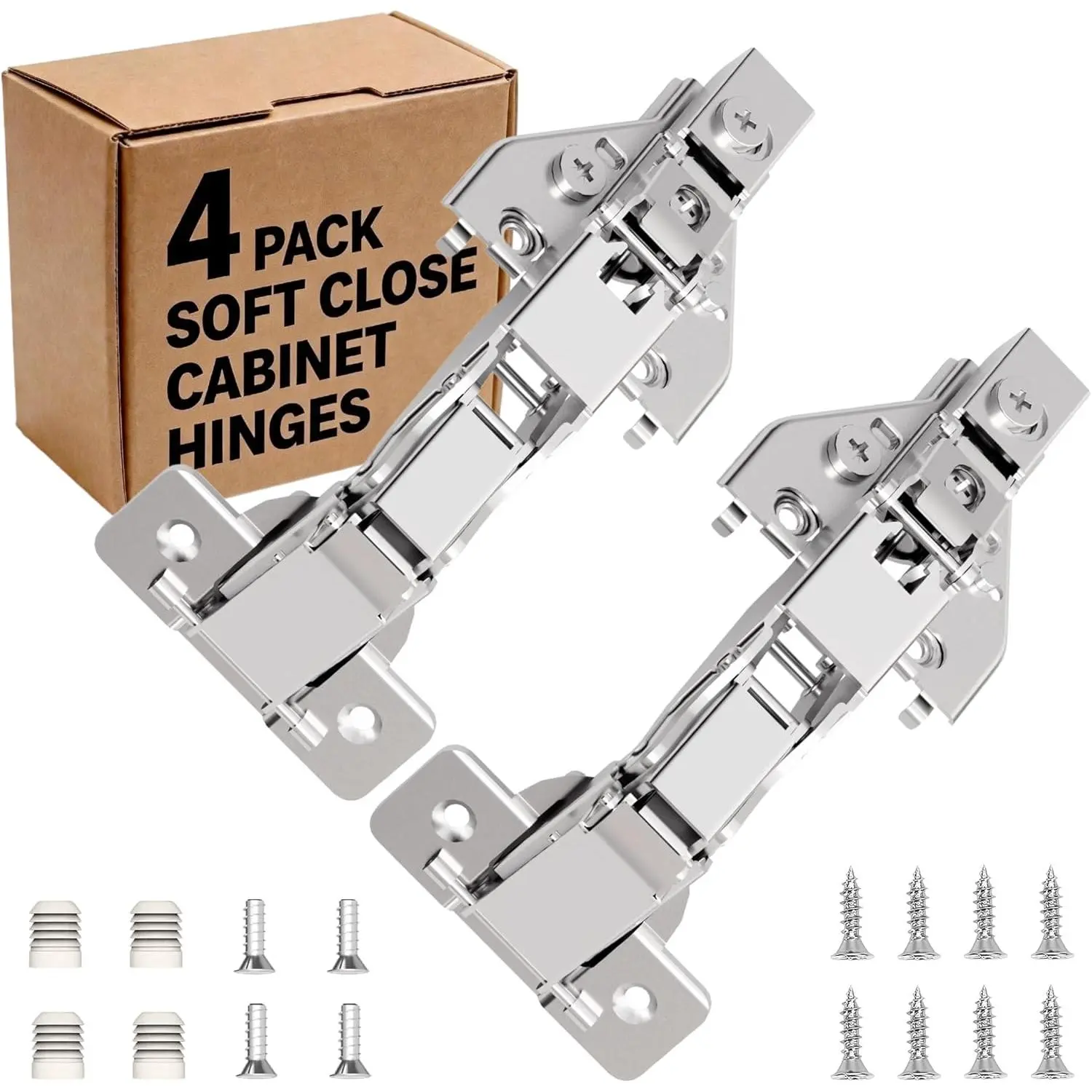 4-Pack 165  Lazy Susan Hinges, Full Overlay Soft Close Mepla Cabinet Hinges with Clip- Plate,  Adjustable Concealed Hardware for  Frame Corner Kitchen Cabinets-Easy Installation