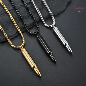 Stainless Steel Bullet Pendant Twist-to-Detach Bullet-Inspired Wearable Decorative Necklace