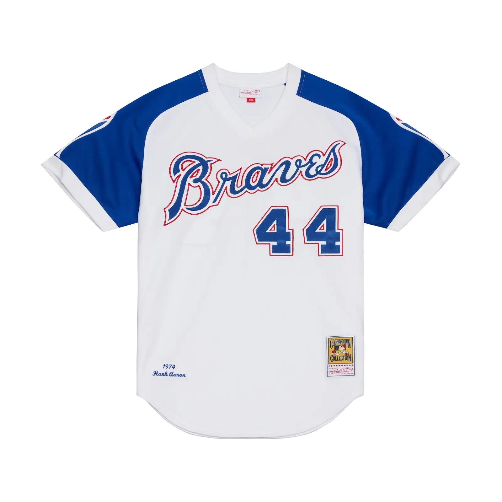 Hank Aaron Atlanta Braves 1974 White Authentic Player Jersey - Mitchell & Ness MLB Throwback, 70s Retro Baseball Jersey