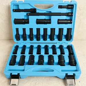 Professional Grade 29-Piece Impact Socket Set, SAE and Metric Sizes (3/8" to 1", 10-24mm) with Extension Bars, CR-MO Steel High Torque, Standard & Deep Sockets for Truck and Automotive Maintenance