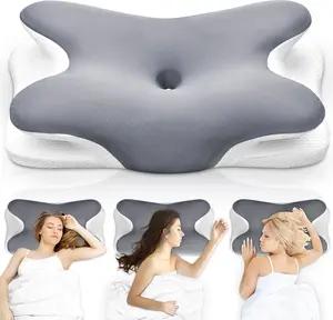 Cervical Neck Pillow for Sleeping - Orthopedic High-Density Curved Memory Foam, Ergonomic Support for Neck Pain Relief, Breathable Washable Cover for Side, Back Sleepers Shredded Set gap filler Neck Relief Pillow