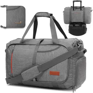 40L Foldable Duffle Bag for Travel Men & Women Carry  22"x14"x9" Airline Approved, Small Luggage Overnight Bag with Shoe Compartment, Water-Resistant Gym &  Bag
