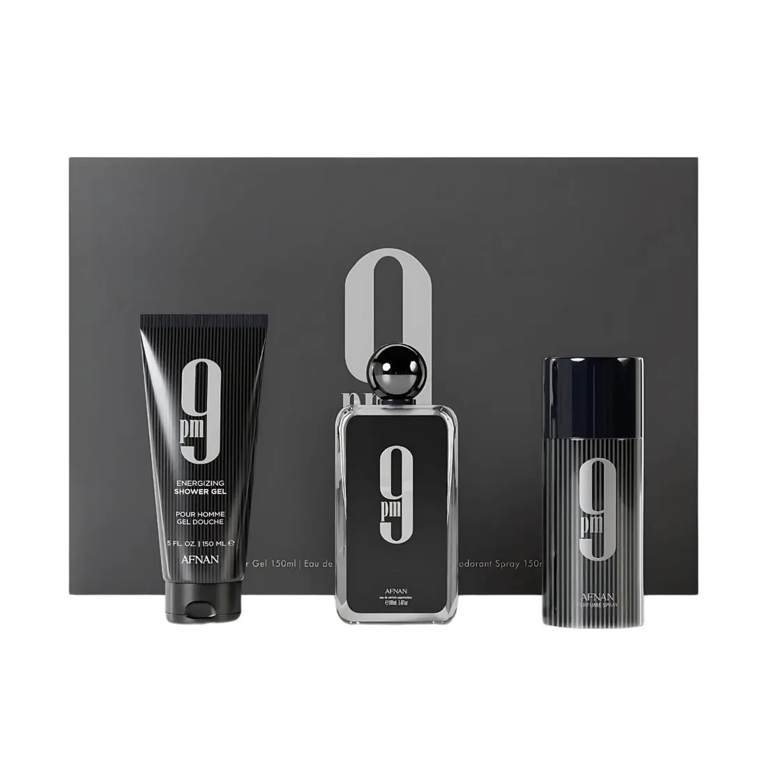 Afnan 9 Pm 3 Piece Bundle For Men ( Eau De Parfum Spray - 3.4 Ounce , Shower Gel - 5.0 Ounce & Deodorant - 5.0 Ounce )
