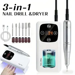 2 in 1 NAIL ARTPOLISHER & UV LAMP - Portable, Rechargeable, HD Display, 45000 RPM Adjustable Nail Drill Machine for Nails - for Salon & Home Use