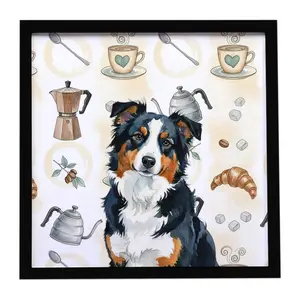 Carolines Treasures WDK7279MFP88 8 x 8 in. Black Tri American Shepherd Coffee Bar Framed Metal Print
