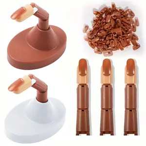 Bendable Nail Practice Finger – Flexible Mechanical Joint Training Hand Model for Nail Techs, Fake Hand with Replaceable Nail Tips for Acrylic/Gel Practice, Manicure Training & Nail Art Display, Nail Art Tools