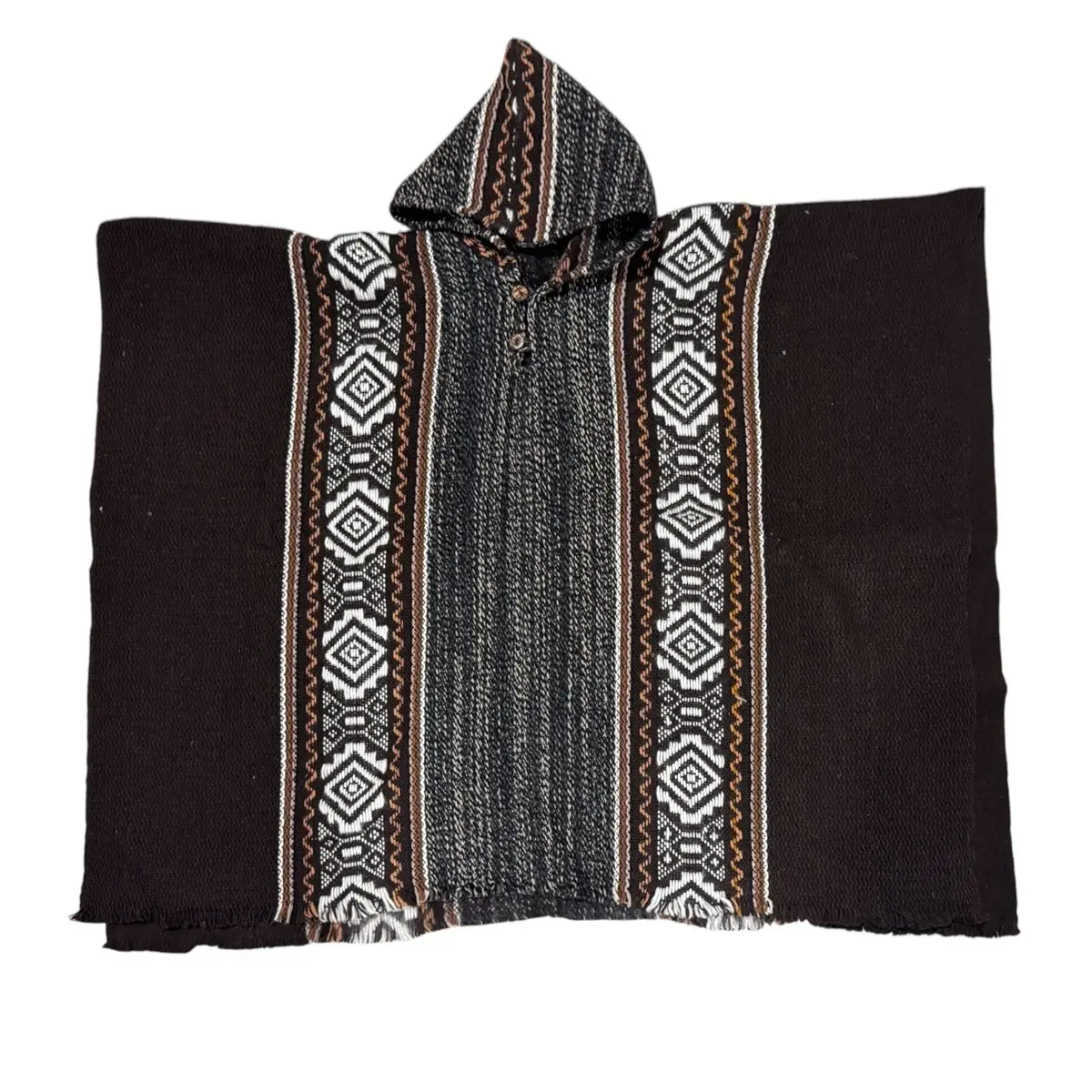 “Andean Midnight” Poncho, Southwestern Design, Hooded Poncho, Unisex, Pullover Comfort Tops, Very soft and Cozy. Made from Alpaca Wool, Adapts to any weather. Very Stylish and Unique, outfitters