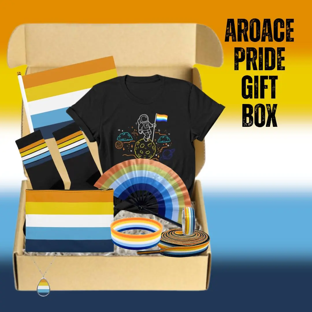 Aroace Pride Gift Box: No Crush No Rush Just Pride - Aromantic Asexual Themed Shirt Jewelry Accessory Home Décor Items