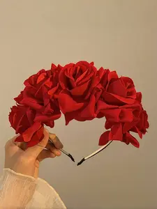 Women's Elegant Velvet Rose Hairband, Bohemian Style Headwear, Chic Headbands, Perfect for Festivals, Parties, Beaches, Travel Accessories