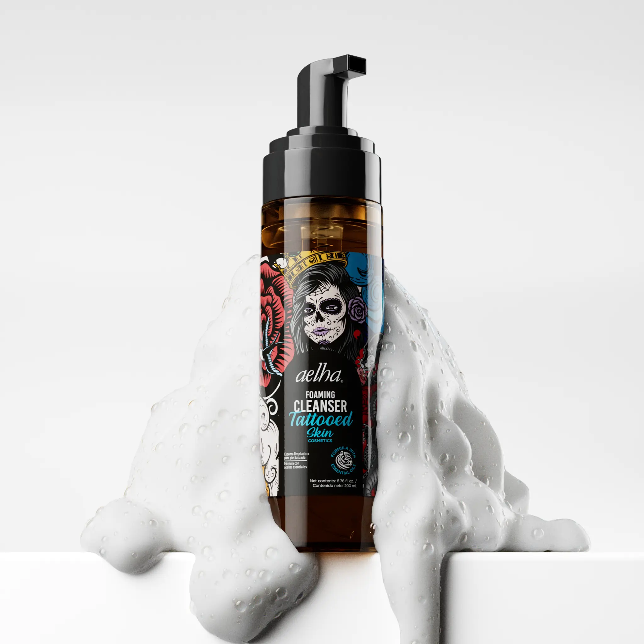 Aelha Foaming Cleanser for Tattooed Skin | Gentle Daily Cleanser