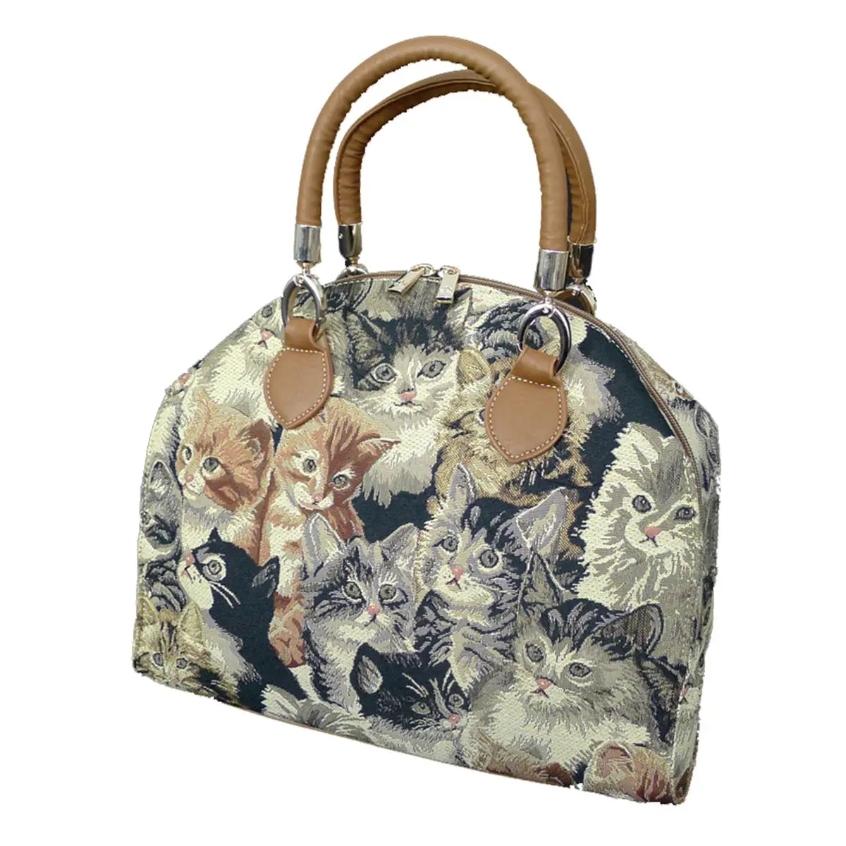 212 MAIN Women's Sinobrite Tapestry Arched Handbag - Cat Design, Casual Trendy Bag, Trendy Handbag, Fashionable Style