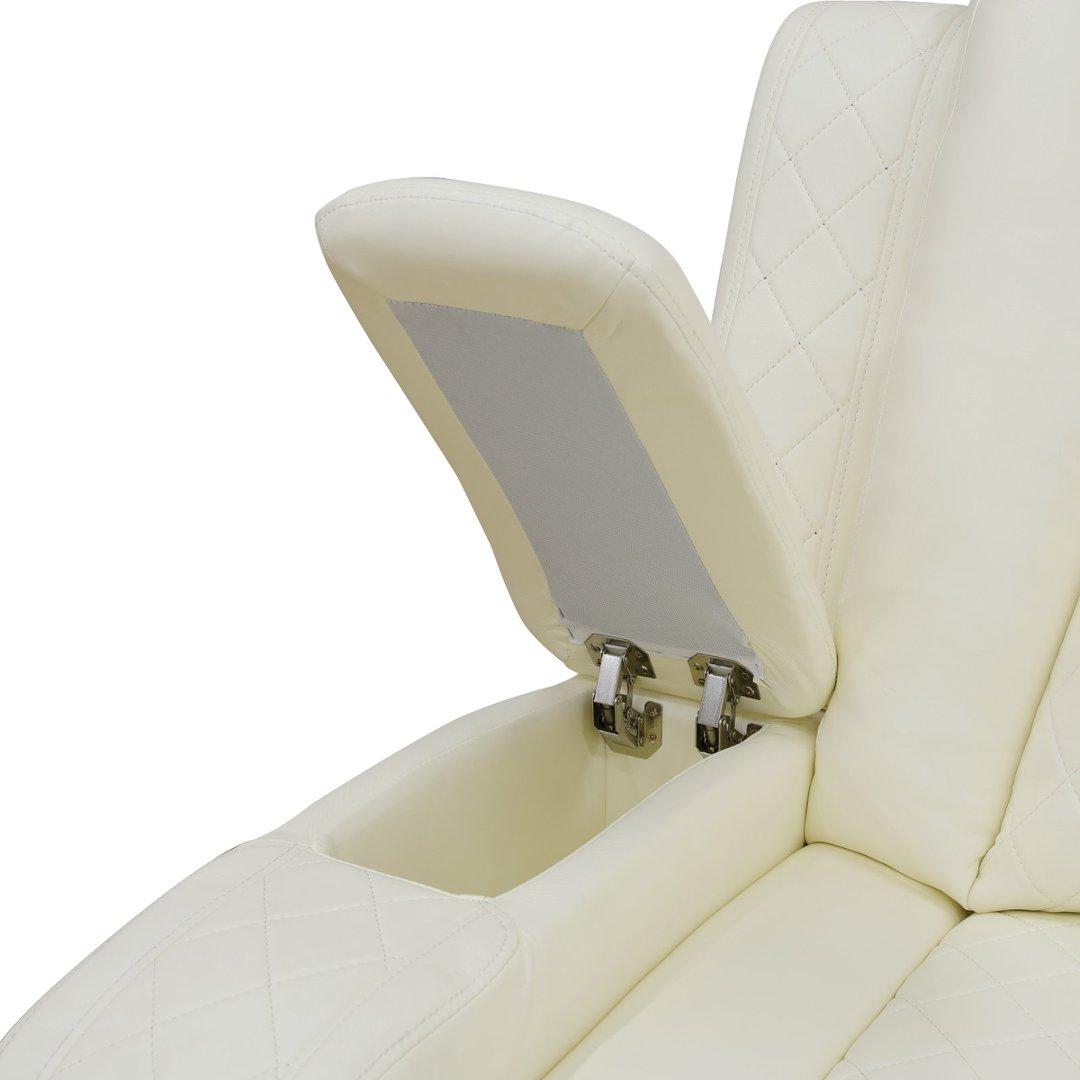 White Breathing Leather Living Room Sectional Recliner Chair