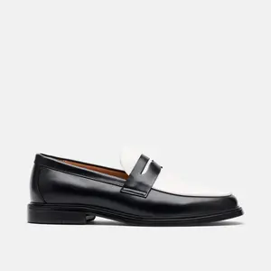 Calum Black/White Calf Leather Penny Loafers