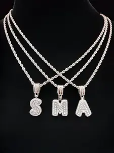 Artificial Zircon Letter Pendant Necklace, Trendy Fashion Initials Jewelry for Parties and Daily Wear, Versatile & Exquisite Jewelry for Birthday Gift