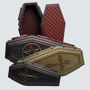 Shredder3D Gothic Decorative Coffin Storage Stash Box 1:10 1:12 1:16 Scale Black Pearl & Wood Color Organizer for Dice RC Autos Guitar Pics Jewelry Gems Crystals Action Figures - Light - Bronze