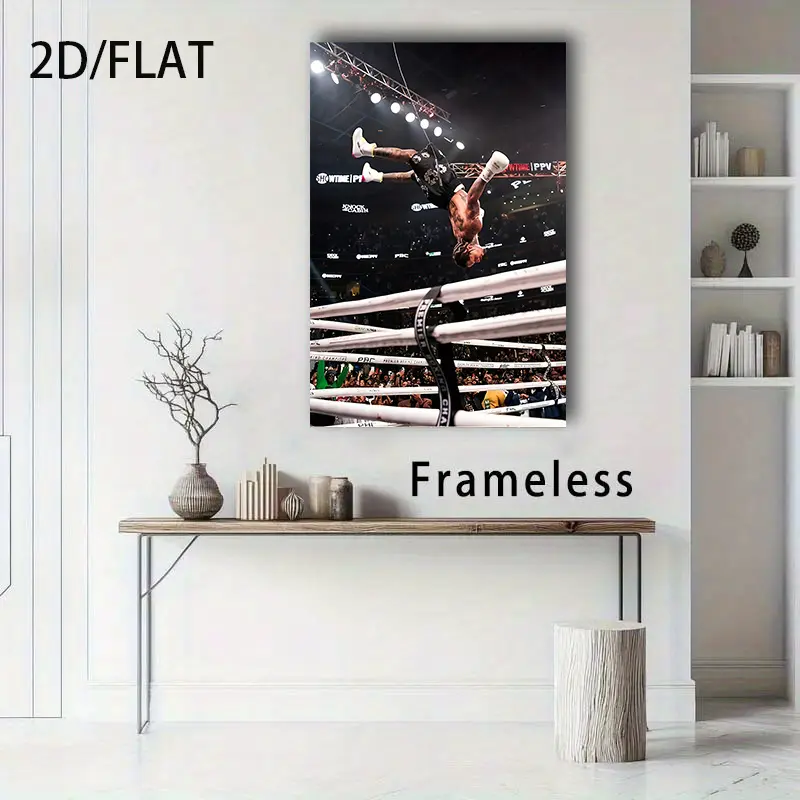Frameless Boxing Victory Celebration Canvas Print - Iconic Ring Sports Action Shot Wall Decoration, 12×18 Inches Multi-Size Home Decor, Athletic Gym Man Cave Kid Room Accent, Ideal Gift for Boxing Fans