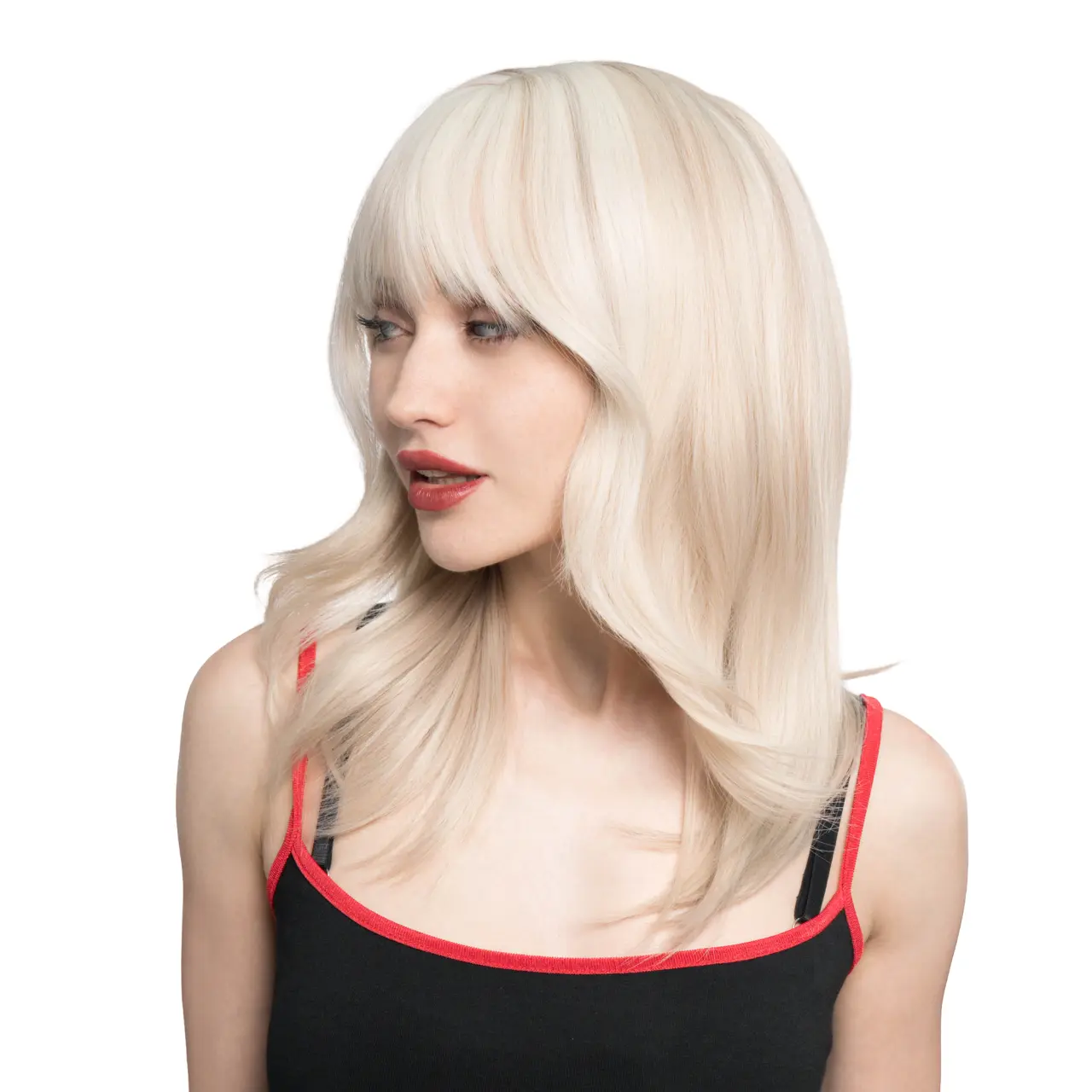 16-Inch Warm Bleached Blonde (Cinnamon Lowlights) Soft Curled Front Layered Straight w/ Subtle Flicked Ends Synthetic Wig | 【Heat Resistant】【Cap Included】 | #9 53FSGB