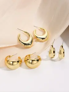 Elegant French Geometric Statement Earrings Set, Casual Fashion Jewelry for Women, Perfect Gift Choice, All Seasons Wear