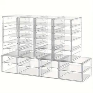 Seasonal promotion Makeup Organizer, 16 Drawers 22Drawers 30Drawers Acrylic Clear Drawer Organizer, Clear Makeup Organizer, Plastic Storage Drawers for Vanity, Bathroom, Closet, Desk Storage Organizers