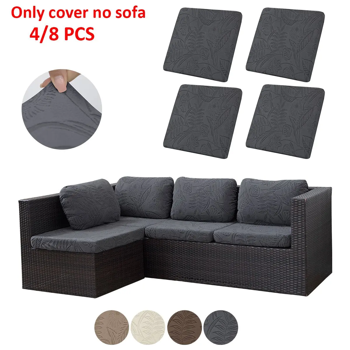 4pcs/8pcs Floral Jacquard Outdoor Sofa Cushion Set, Reusable Polyester Fiber, Indoor & Outdoor Decor, Winter Season, Sofa Protection Cover