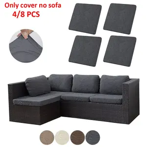 4pcs/8pcs Floral Jacquard Outdoor Sofa Cushion Set, Reusable Polyester Fiber, Indoor & Outdoor Decor, Winter Season, Sofa Protection Cover