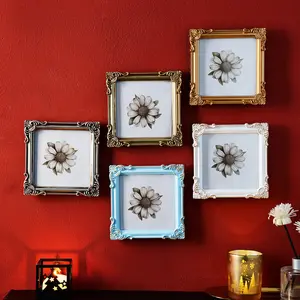 European Style Resin Vintage Square Photo Frame, Multi-Color Options, Home Decor Display Frame, Wall Decoration, Bedroom Office Desk, Picture Frame, Sturdy Frame