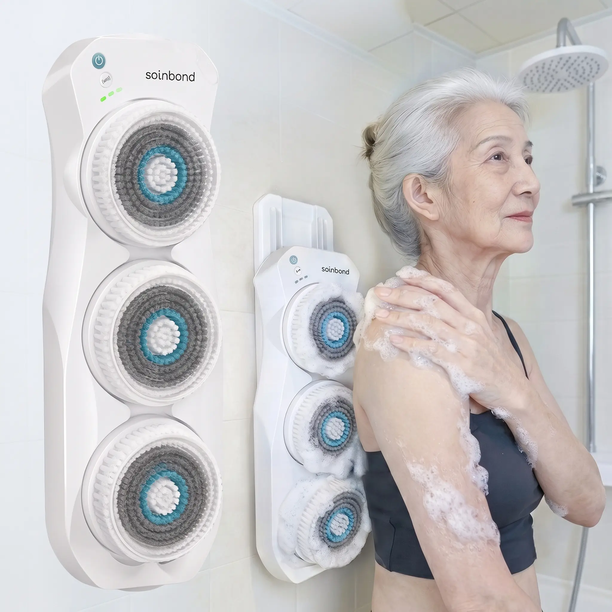 Wall-Mounted Automatic Back Scrubber, Hands-Free Exfoliating Body Brush for Deep Cleaning the Back Area, 3-Speed IPX7 Waterproof Shower Accessories, Beauty Products for Sensitive Skin, Personal, Bath sohochic, Bodyscrubber, Exfoliating Body Care