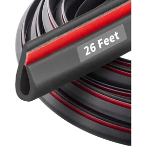 26  Rubber Edge Trim Weather Stripping,  Self-Adhesive Rubber U  Edge Trim for  Doors, Hatches, and Glass, Steel Plates, Easy Cut to Size(Black)