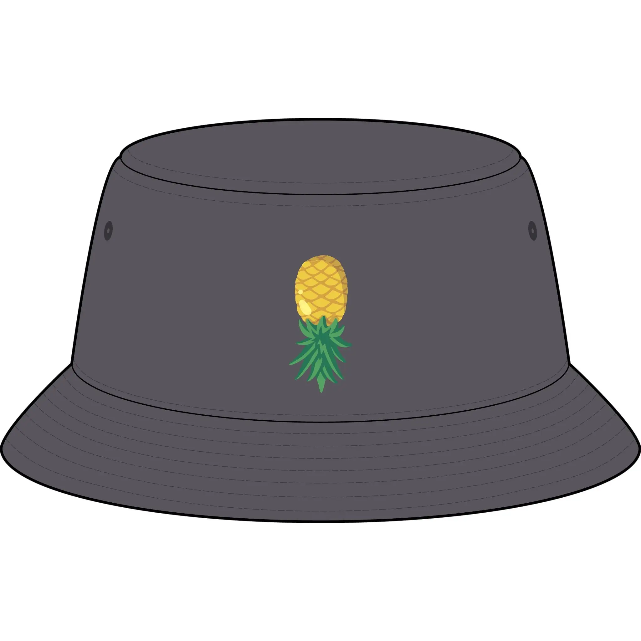 Pineapple Embroidered Bucket Hat — Tropical Summer Sun Protection