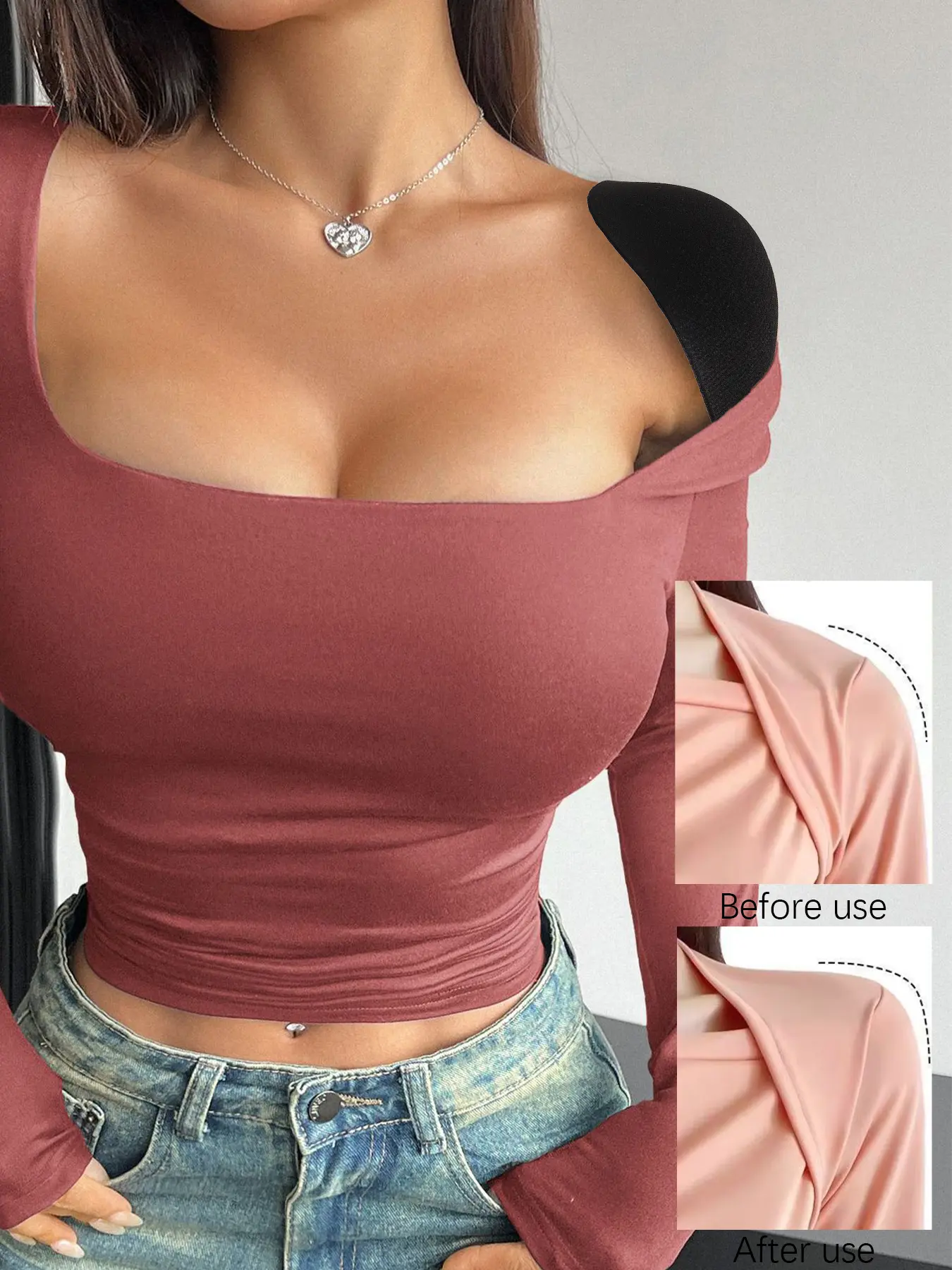 6 PCS Self-Adhesive Shoulder Pads, Soft & Invisible Push-Up Pads for Women/Men, Reusable Shoulder Enhancers for Tops/Dresses/Blazers